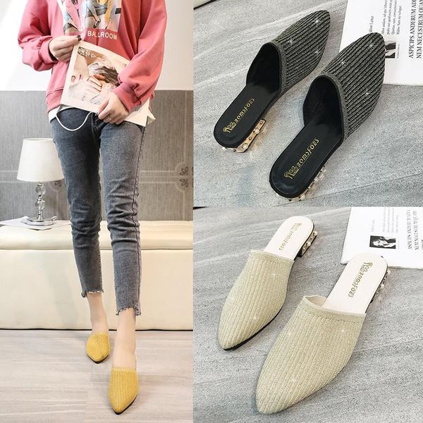 slippers 2021 women mules pointed toe half slipper crystal slides ladies flat outdoor casual bling shoes, Black
slippers 2021 women mules pointed toe half slipper crystal slides ladies flat outdoor casual bling shoes, Black