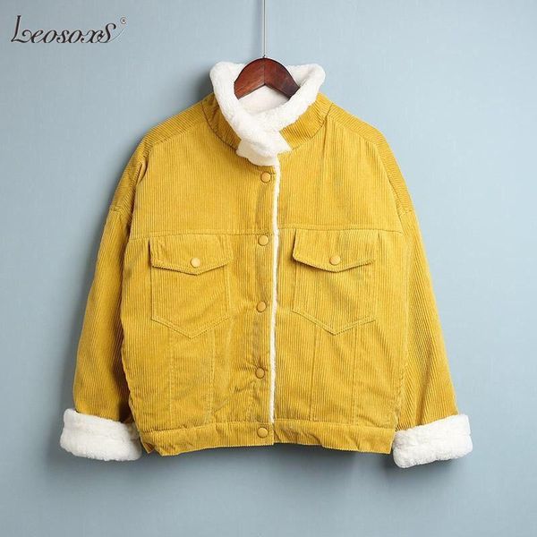women corduroy jackets autumn winter warm lamb fur coats casual fashion female bomber jacket student short outerwear women's, Black;brown
women corduroy jackets autumn winter warm lamb fur coats casual fashion female bomber jacket student short outerwear women's, Black;brown