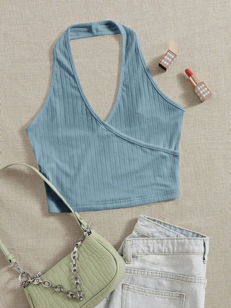 open back rib-knit halter 00ox#, White
open back rib-knit halter 00ox#, White