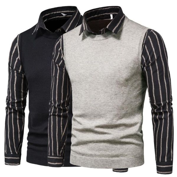 men's sweaters men fake two pieces british business sweater mens knitted casual slim fit pullover knitwear pull homme blouse gray, White;black
men's sweaters men fake two pieces british business sweater mens knitted casual slim fit pullover knitwear pull homme blouse gray, White;black