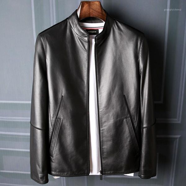 haining leather jacket men's sheep short motorcycle stand collar casual thin coat trend & faux, Black
haining leather jacket men's sheep short motorcycle stand collar casual thin coat trend & faux, Black
