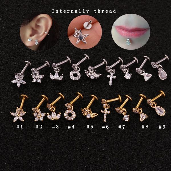stud 1pc steel earrings tragus cartilage crystal flower conch lobe labret barbell piercing orelha ear jewelry, Golden;silver
stud 1pc steel earrings tragus cartilage crystal flower conch lobe labret barbell piercing orelha ear jewelry, Golden;silver