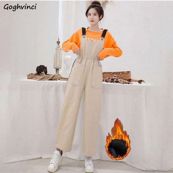 women jumpsuits plus velvet solid loose full length overalls pockets fashion all-match korean style student simple ulzzang chic women's, Black;white
women jumpsuits plus velvet solid loose full length overalls pockets fashion all-match korean style student simple ulzzang chic women's, Black;white