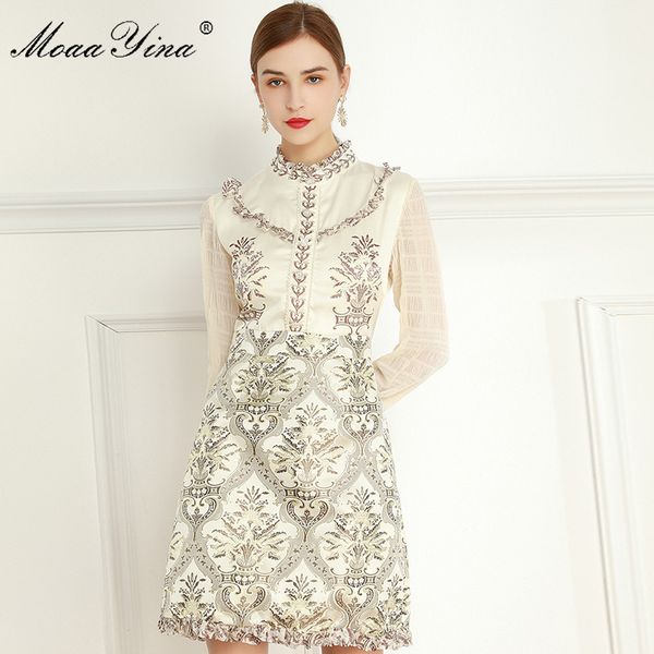 fashion designer dress summer women's dress long sleeve beaded ruffles vintage print slim dresses 210524, Black;gray
fashion designer dress summer women's dress long sleeve beaded ruffles vintage print slim dresses 210524, Black;gray