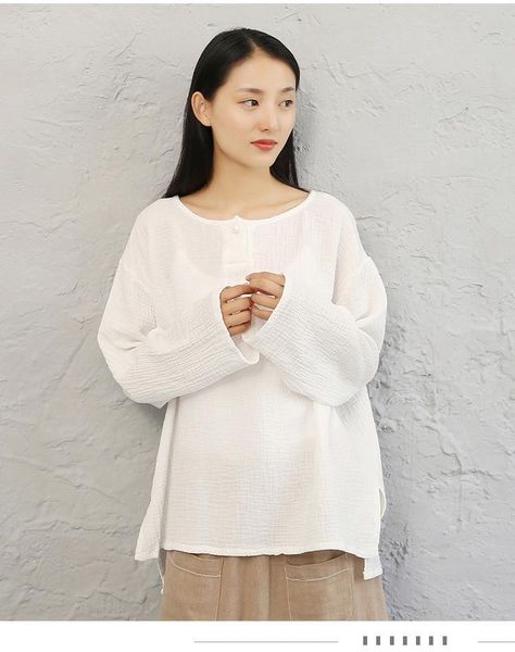 women's blouses & shirts plus size womens long sleeves women linen solid 2021 autumn loose blouse shirt o-neck novelty and blusa fe, White
women's blouses & shirts plus size womens long sleeves women linen solid 2021 autumn loose blouse shirt o-neck novelty and blusa fe, White