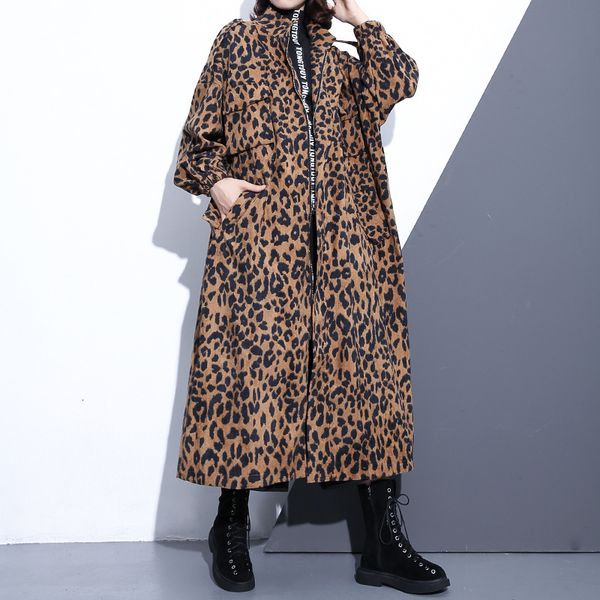 wool vintage leopard fashion outerwear animal ladies loose print trench overcoats, Black
wool vintage leopard fashion outerwear animal ladies loose print trench overcoats, Black
