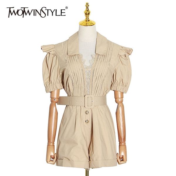 elegant patchwork lace women short jumpsuit v neck lantern short sleeve high waist with sashes playsuits female 210521, Black;white
elegant patchwork lace women short jumpsuit v neck lantern short sleeve high waist with sashes playsuits female 210521, Black;white
