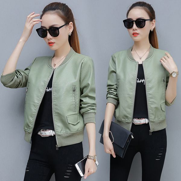 women's & coat female zipper short bomber green pu faux leather autumn winter jacket women outerwear plus sizes, Black
women's & coat female zipper short bomber green pu faux leather autumn winter jacket women outerwear plus sizes, Black