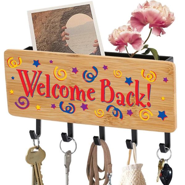 colorful welcome back key holder durable bamboo wood decorative hook customizable personalized storage shelf home wall-mounted hooks & rails
colorful welcome back key holder durable bamboo wood decorative hook customizable personalized storage shelf home wall-mounted hooks & rails