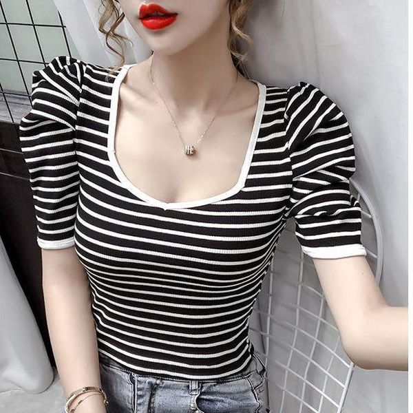 women's t-shirt fashion cotton t shirt women summer 2021 puff sleeve plus size striped slim fit female tshirts casual tees harajuku 21, White
women's t-shirt fashion cotton t shirt women summer 2021 puff sleeve plus size striped slim fit female tshirts casual tees harajuku 21, White
