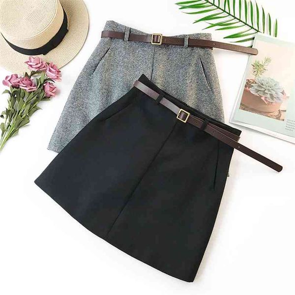 spring arrival vintage temperament high waist a-line office skirts womens with belt woolen mini skirt 210527, Black
spring arrival vintage temperament high waist a-line office skirts womens with belt woolen mini skirt 210527, Black