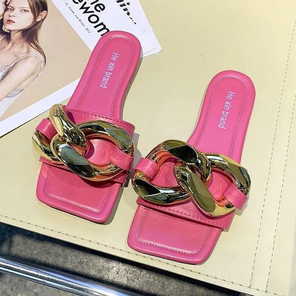 fashion brand slipper big chain buckle summer beach slides ladies casual outdoor home open toe flip flop slippers, Black
fashion brand slipper big chain buckle summer beach slides ladies casual outdoor home open toe flip flop slippers, Black