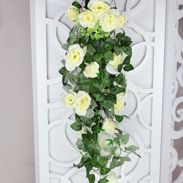 decorative flowers & wreaths 90m 5 forks 18heads fake silk roses ivy vine artificial with green leaves for home wedding hanging garland deco
decorative flowers & wreaths 90m 5 forks 18heads fake silk roses ivy vine artificial with green leaves for home wedding hanging garland deco