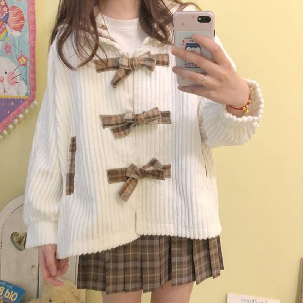 women's jackets autumn japanese soft girls preppy style cute bow button loose coat women spring sweet long sleeve corduroy sailor colla, Black;brown
women's jackets autumn japanese soft girls preppy style cute bow button loose coat women spring sweet long sleeve corduroy sailor colla, Black;brown