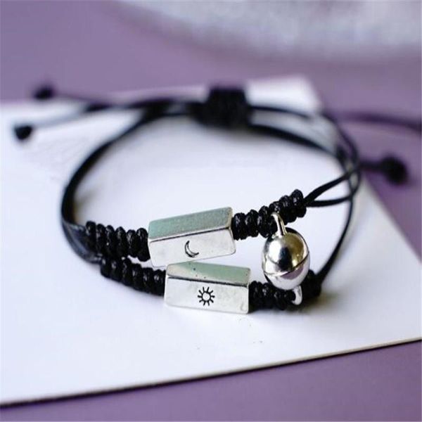 charm bracelets creative fashion 2pcs sun moon couple bracelet set black hand-woven hand rope small bell magnetic lover's jewelry gifts, Golden;silver
charm bracelets creative fashion 2pcs sun moon couple bracelet set black hand-woven hand rope small bell magnetic lover's jewelry gifts, Golden;silver