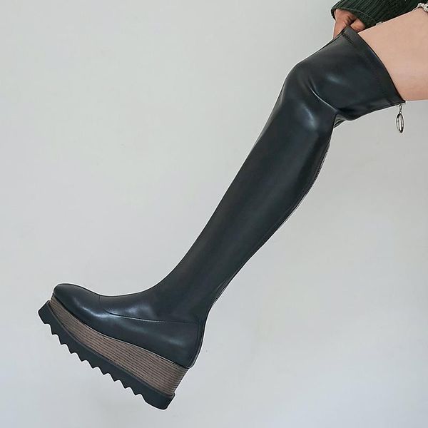 boots over the knee women's shoes 2021 autumn winter thick bottom wedges elastic leather zipper high botas mujer, Black
boots over the knee women's shoes 2021 autumn winter thick bottom wedges elastic leather zipper high botas mujer, Black