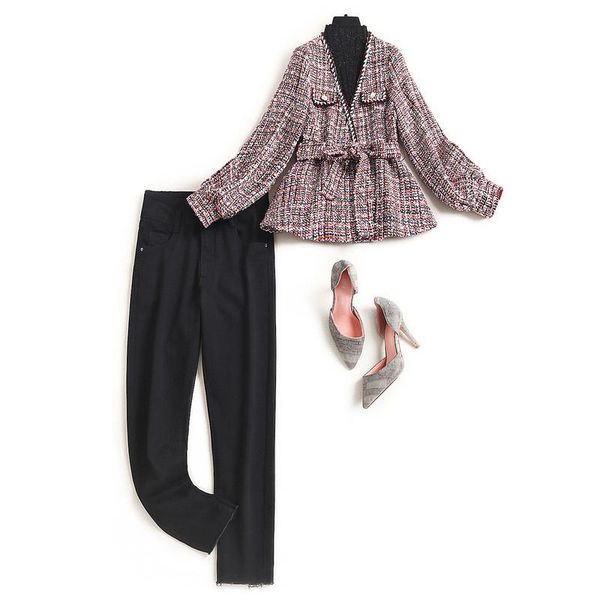 autumn winter fashion basic knitted tweed woolen jacket+pants suit 3 piece clothing set vintage outfits women women's two pants, White
autumn winter fashion basic knitted tweed woolen jacket+pants suit 3 piece clothing set vintage outfits women women's two pants, White