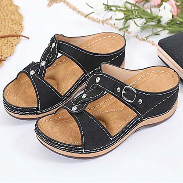 women's sandals bohemia style summer shoes female footwear fashion casual rivet flat wedges beach zapatos de mujer, Black
women's sandals bohemia style summer shoes female footwear fashion casual rivet flat wedges beach zapatos de mujer, Black