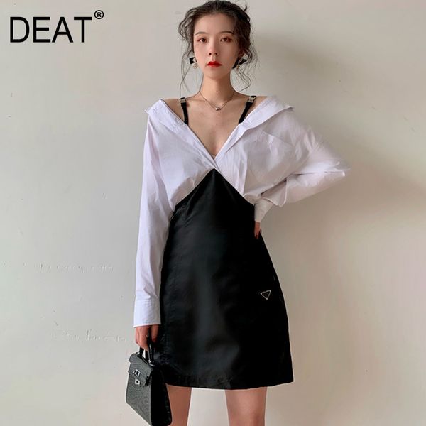 spring and summer fashion women clothes full sleeves patchwork straps pullover high wiast dress wp93701l 210421, Black;gray
spring and summer fashion women clothes full sleeves patchwork straps pullover high wiast dress wp93701l 210421, Black;gray