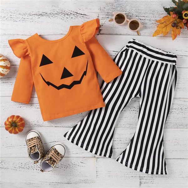 clothing sets toddler baby girls 2pcs halloween clothes sets, spring fall long sleeve ruffle pumpkin + striped flare pants set, 1-6 yea, White
clothing sets toddler baby girls 2pcs halloween clothes sets, spring fall long sleeve ruffle pumpkin + striped flare pants set, 1-6 yea, White
