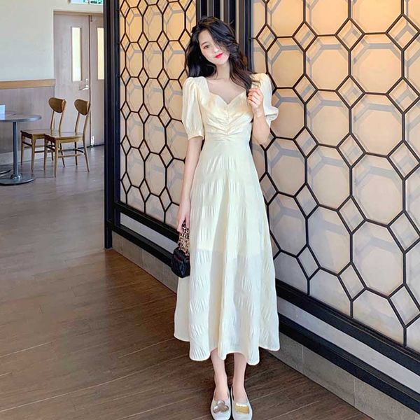 2021 New Summer Dress Ladies Vintage Chiffon Puff Sleeve V-Neck Dress Korean One-Piece Elegant Office Long Dress Vestidos Female, Beige
2021 New Summer Dress Ladies Vintage Chiffon Puff Sleeve V-Neck Dress Korean One-Piece Elegant Office Long Dress Vestidos Female, Beige