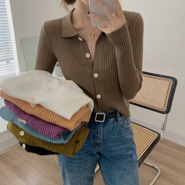 women's knits & tees korean fashionable slim thin temperament turn-down collar long sleeve 2021 spring autumn casual knit cardigan femi, White
women's knits & tees korean fashionable slim thin temperament turn-down collar long sleeve 2021 spring autumn casual knit cardigan femi, White