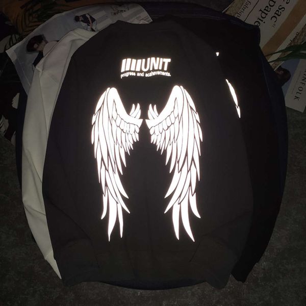 reflective wing long sleeve t-shirt autumn couple sweater, Black;brown
reflective wing long sleeve t-shirt autumn couple sweater, Black;brown