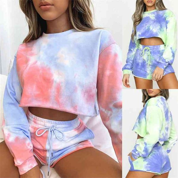 autumn suit fashion round neck sports wind tie-dye print loose umbilical sweatshirt shorts two piece set women tracksuit 210517, White
autumn suit fashion round neck sports wind tie-dye print loose umbilical sweatshirt shorts two piece set women tracksuit 210517, White