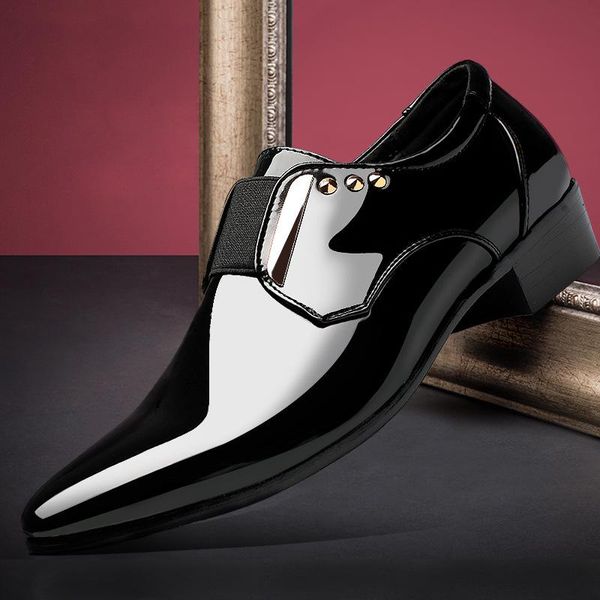 dress shoes height-increasing business formal men's leather british style pointed elastic band bridal, Black
dress shoes height-increasing business formal men's leather british style pointed elastic band bridal, Black
