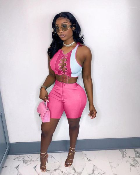 women's shorts short-sleeved shorts, contrast patchwork straps, hollow out two-piece suit 2021, White;black
women's shorts short-sleeved shorts, contrast patchwork straps, hollow out two-piece suit 2021, White;black