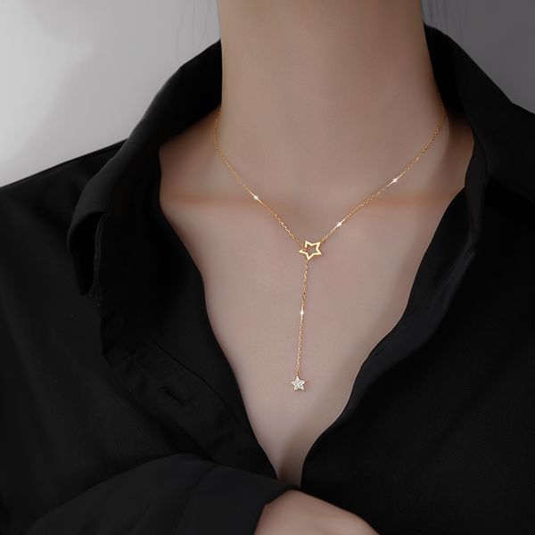 new star necklace female niche design feeling necklace female chain tassel clavicle contracted temperament, Silver
new star necklace female niche design feeling necklace female chain tassel clavicle contracted temperament, Silver