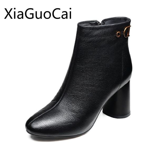 boots women thick heel fashion leather round toe ladies ankle wild with women's, Black
boots women thick heel fashion leather round toe ladies ankle wild with women's, Black