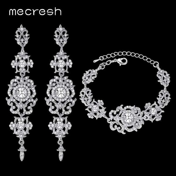 mecresh gold color crystal bridal jewelry sets floral pattern long earrings bracelet set 2018 fashion jewelry sl031+eh182 h1022, Silver
mecresh gold color crystal bridal jewelry sets floral pattern long earrings bracelet set 2018 fashion jewelry sl031+eh182 h1022, Silver