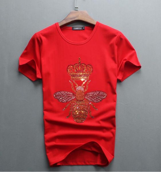 funny luxury diamond design short sleeve tshirt men brand cotton and tees, White;black