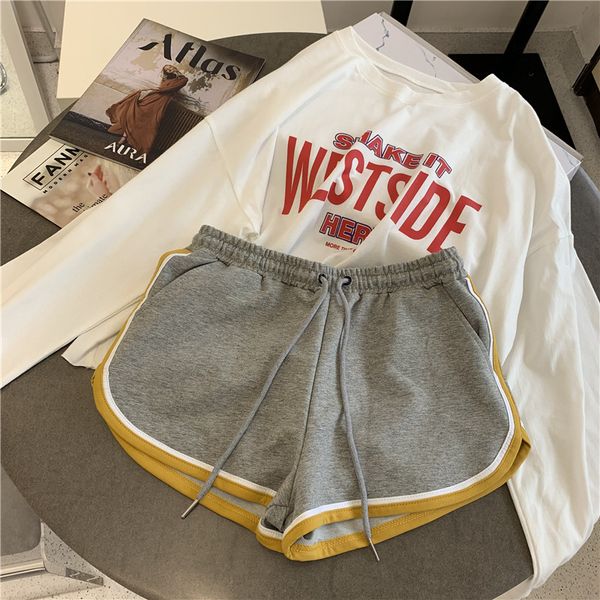 women's shorts sports loose stripe color contrast hemmed elastic waist lace up wide leg fitness casual home pants, White;black
women's shorts sports loose stripe color contrast hemmed elastic waist lace up wide leg fitness casual home pants, White;black