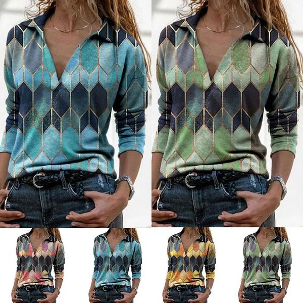 women long sleeve v neck geometric print vinrage loose shirt spring casual pullover ladies elegant plus size blusas women's t-shirt, White
women long sleeve v neck geometric print vinrage loose shirt spring casual pullover ladies elegant plus size blusas women's t-shirt, White