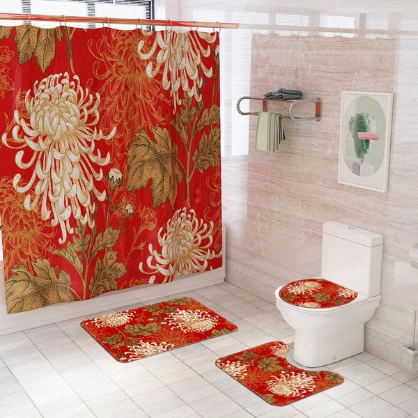 shower curtains red national style waterproof curtain flower plant print bathroom non-slip bath mat carpet simple atmosphere set home
shower curtains red national style waterproof curtain flower plant print bathroom non-slip bath mat carpet simple atmosphere set home