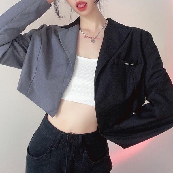 women's suits & blazers imcute temperament slim business suit office color block lapel long sleeve cardigan short blazer, White;black
women's suits & blazers imcute temperament slim business suit office color block lapel long sleeve cardigan short blazer, White;black