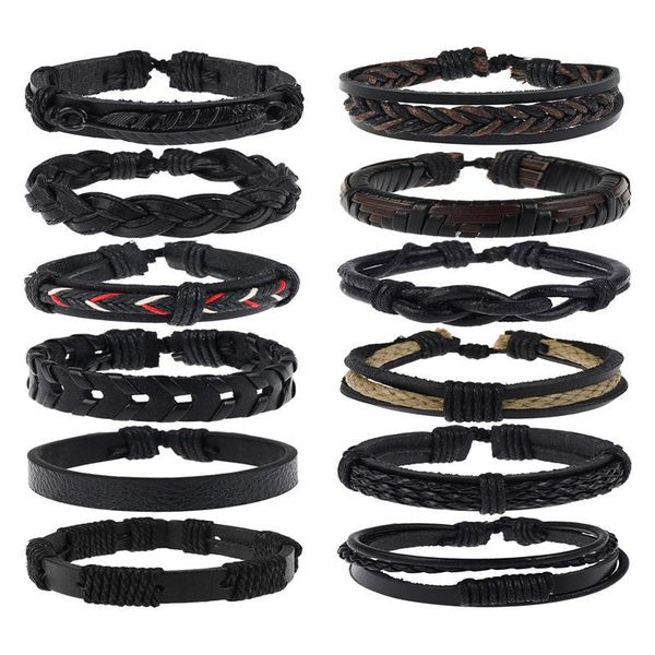 charm bracelets simple european and american retro braided leather bracelet 12-piece diy combination black trendy men's fashion jewelry, Golden;silver
charm bracelets simple european and american retro braided leather bracelet 12-piece diy combination black trendy men's fashion jewelry, Golden;silver