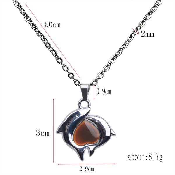 fashion double animal stainless steel feeling mood necklace change color pendant necklaces, Silver
fashion double animal stainless steel feeling mood necklace change color pendant necklaces, Silver