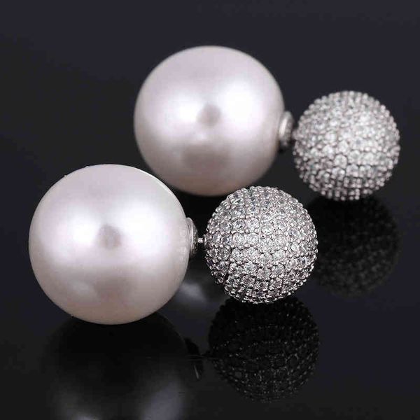 xiumeiyizu luxury 15mm simulated pearl bubble earring full prong cubic zirconia reversible double ball rhodium stud earrings, Silver
xiumeiyizu luxury 15mm simulated pearl bubble earring full prong cubic zirconia reversible double ball rhodium stud earrings, Silver