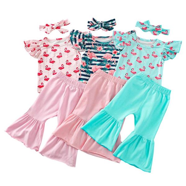kids baby girls 3-piece outfit set sleeve flamingo print +flared pants+headband clothing sets, White
kids baby girls 3-piece outfit set sleeve flamingo print +flared pants+headband clothing sets, White