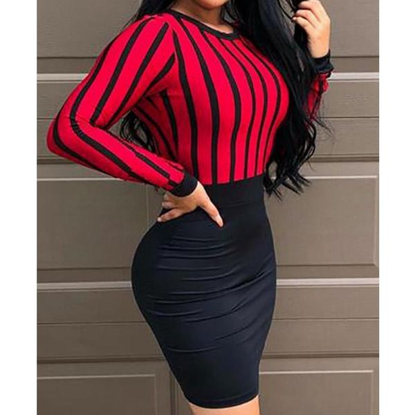mandylandy slim fit bodycon dress ol wear striped printed women long sleeve high waist stitching dresses female casual, Black;gray
mandylandy slim fit bodycon dress ol wear striped printed women long sleeve high waist stitching dresses female casual, Black;gray