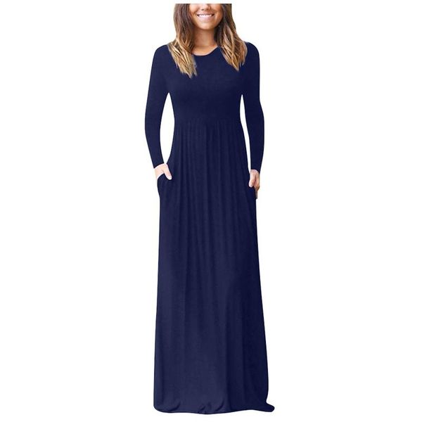 casual dresses plus size long dress for women pocket o-neck sleeve floor-length maxi s vestido de mujer, Black;gray
casual dresses plus size long dress for women pocket o-neck sleeve floor-length maxi s vestido de mujer, Black;gray