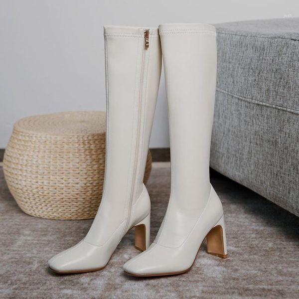 boots plus size 46 knee high winter long heel square toe elastic soft surface quality leather women shoes q88471, Black
boots plus size 46 knee high winter long heel square toe elastic soft surface quality leather women shoes q88471, Black