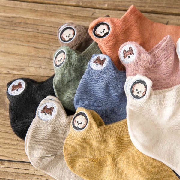 socks women's thin left and right feet embroidered dog boat socks college style spring cotton cartoon pure, Black;white 
socks women's thin left and right feet embroidered dog boat socks college style spring cotton cartoon pure, Black;white