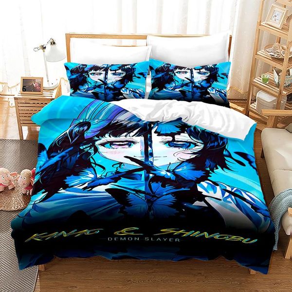 bedding sets demon slayer set single twin full king size bed kid bedroom duvetcover 3d print 002