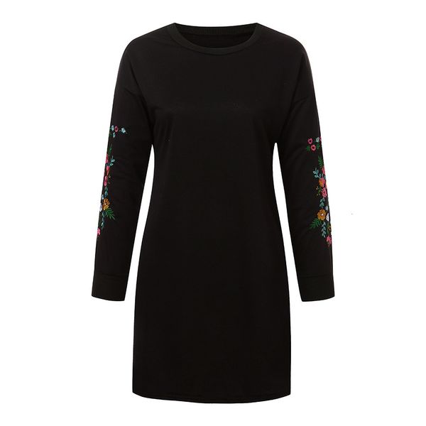 autumn winter women female casual long sleeve floral embroidery sweatshirt dress plus size vestidos mujer, Black;gray
autumn winter women female casual long sleeve floral embroidery sweatshirt dress plus size vestidos mujer, Black;gray