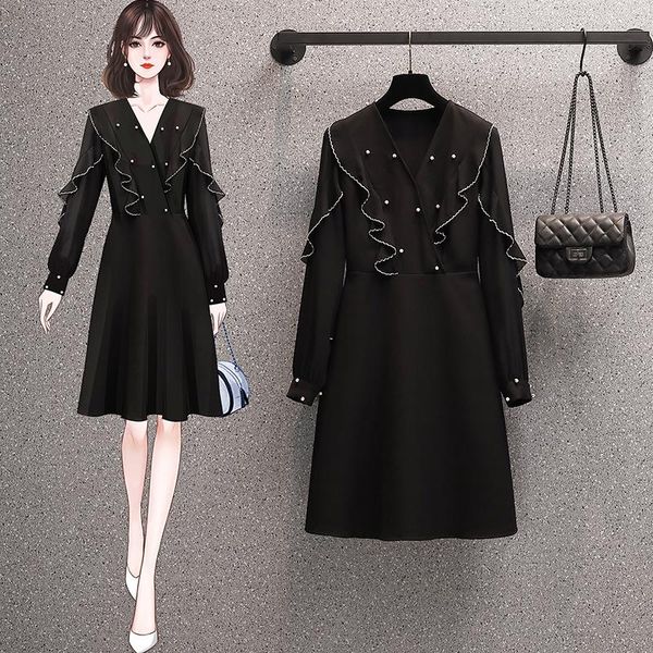 casual dresses black bead chiffon stitch mini plus large size oversize korean fashion kawaii women's elegant autumn 2021 clothing, Black;gray
casual dresses black bead chiffon stitch mini plus large size oversize korean fashion kawaii women's elegant autumn 2021 clothing, Black;gray