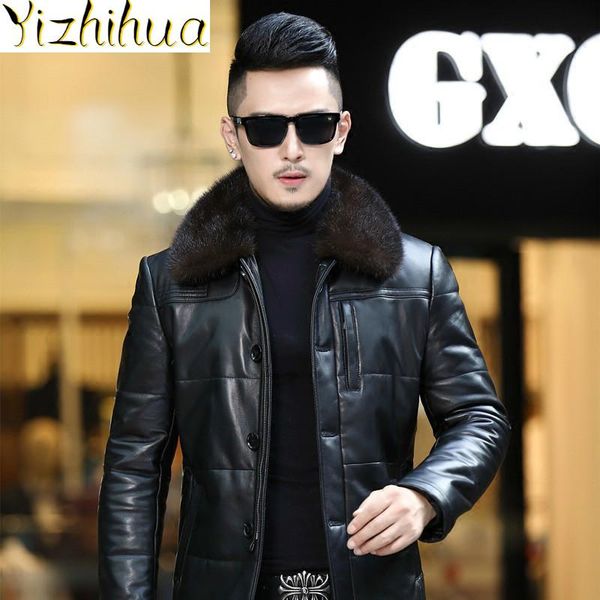men's leather & faux azazel down jacket genuine sheepskin jackets for men winter clothes mid-length coat chaqueta hombre lxr886, Black
men's leather & faux azazel down jacket genuine sheepskin jackets for men winter clothes mid-length coat chaqueta hombre lxr886, Black